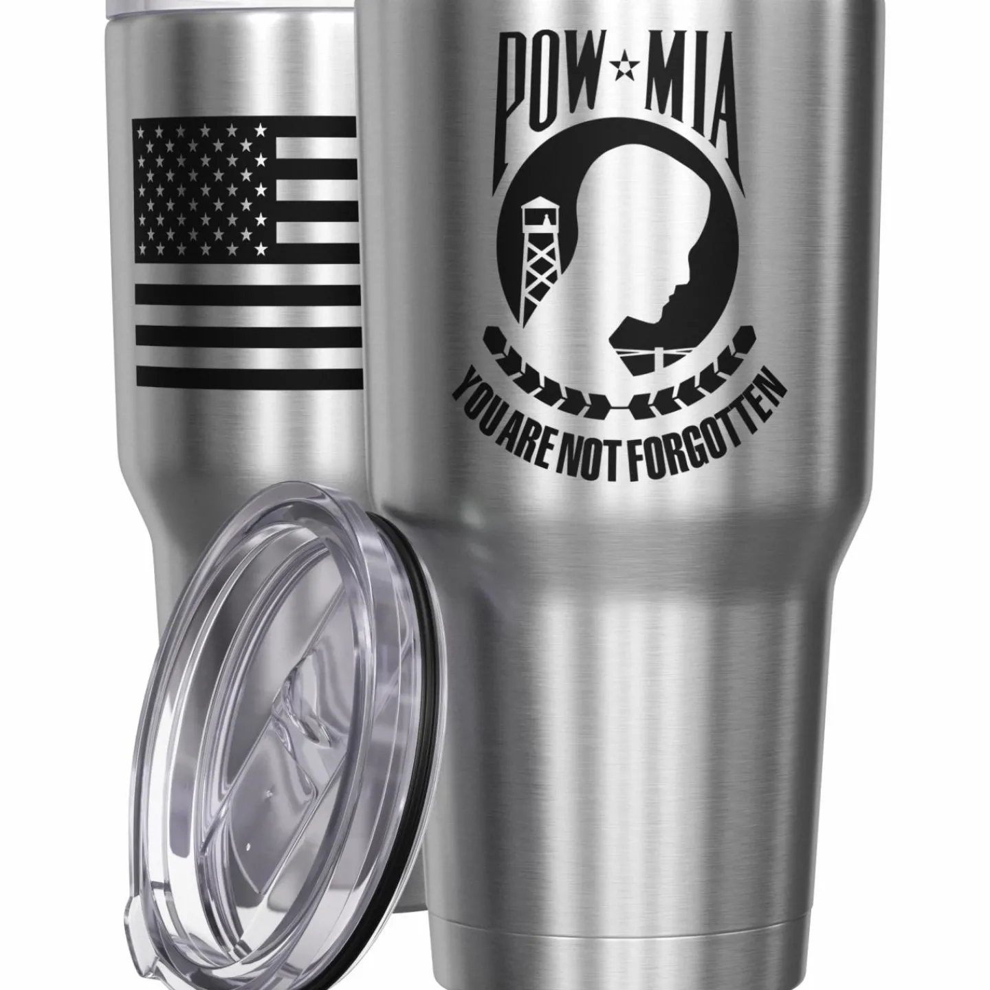We The People Holsters POW MIA You are not forgotten + American Flag Stainless Steel Tumbler Sale