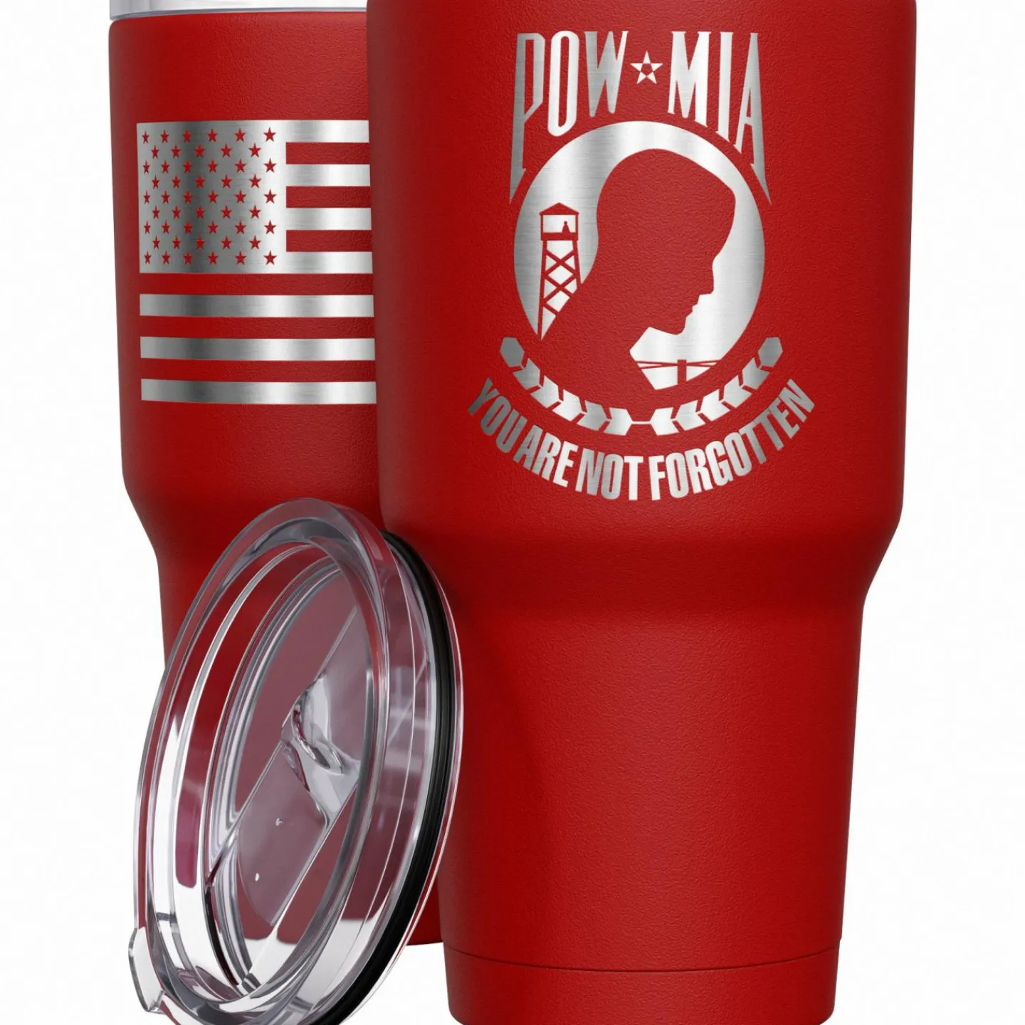 We The People Holsters POW MIA You are not forgotten + American Flag Stainless Steel Tumbler Sale