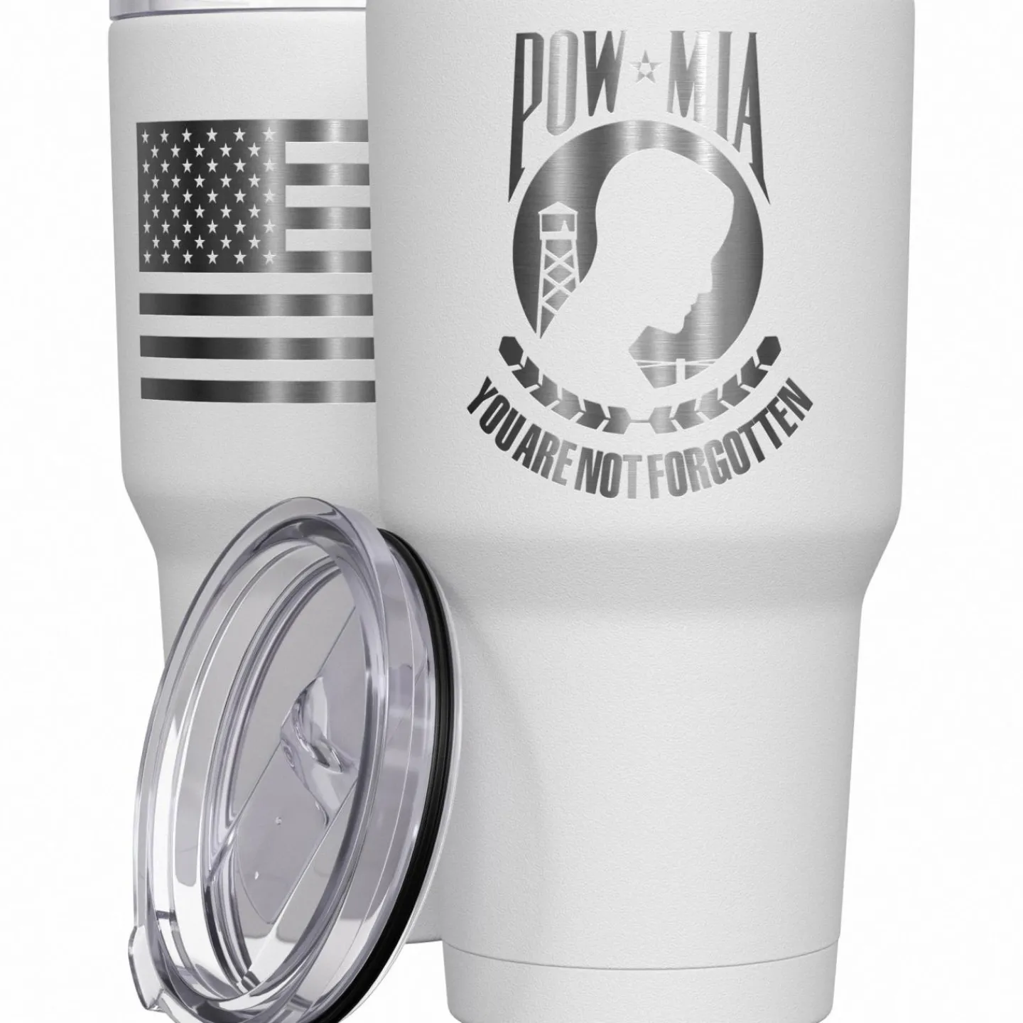 We The People Holsters POW MIA You are not forgotten + American Flag Stainless Steel Tumbler Sale