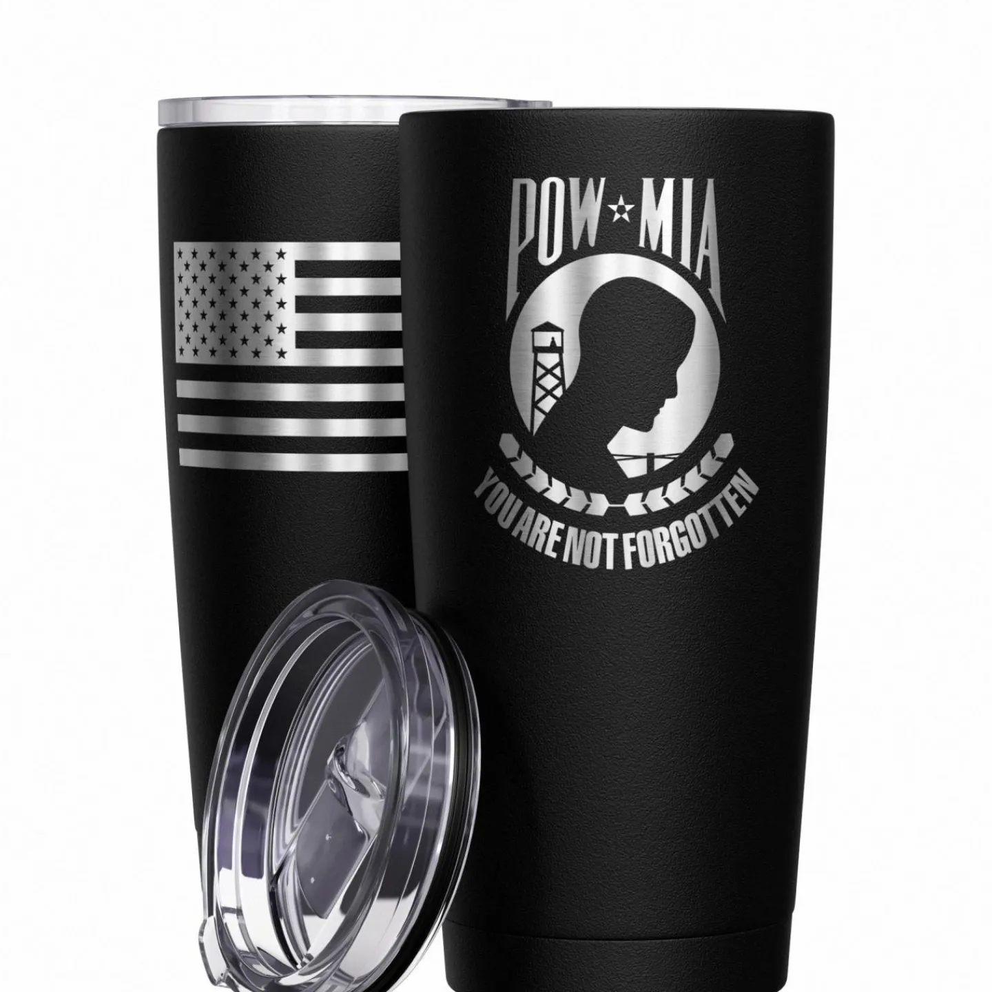 We The People Holsters POW MIA You are not forgotten + American Flag Stainless Steel Tumbler Sale