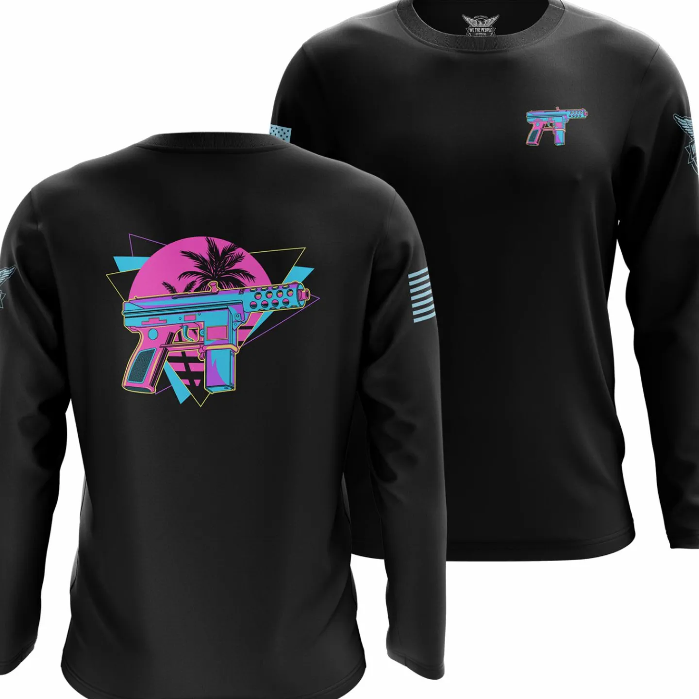 We The People Holsters Retro Wave Tec9 Long Sleeve Shirt Black New
