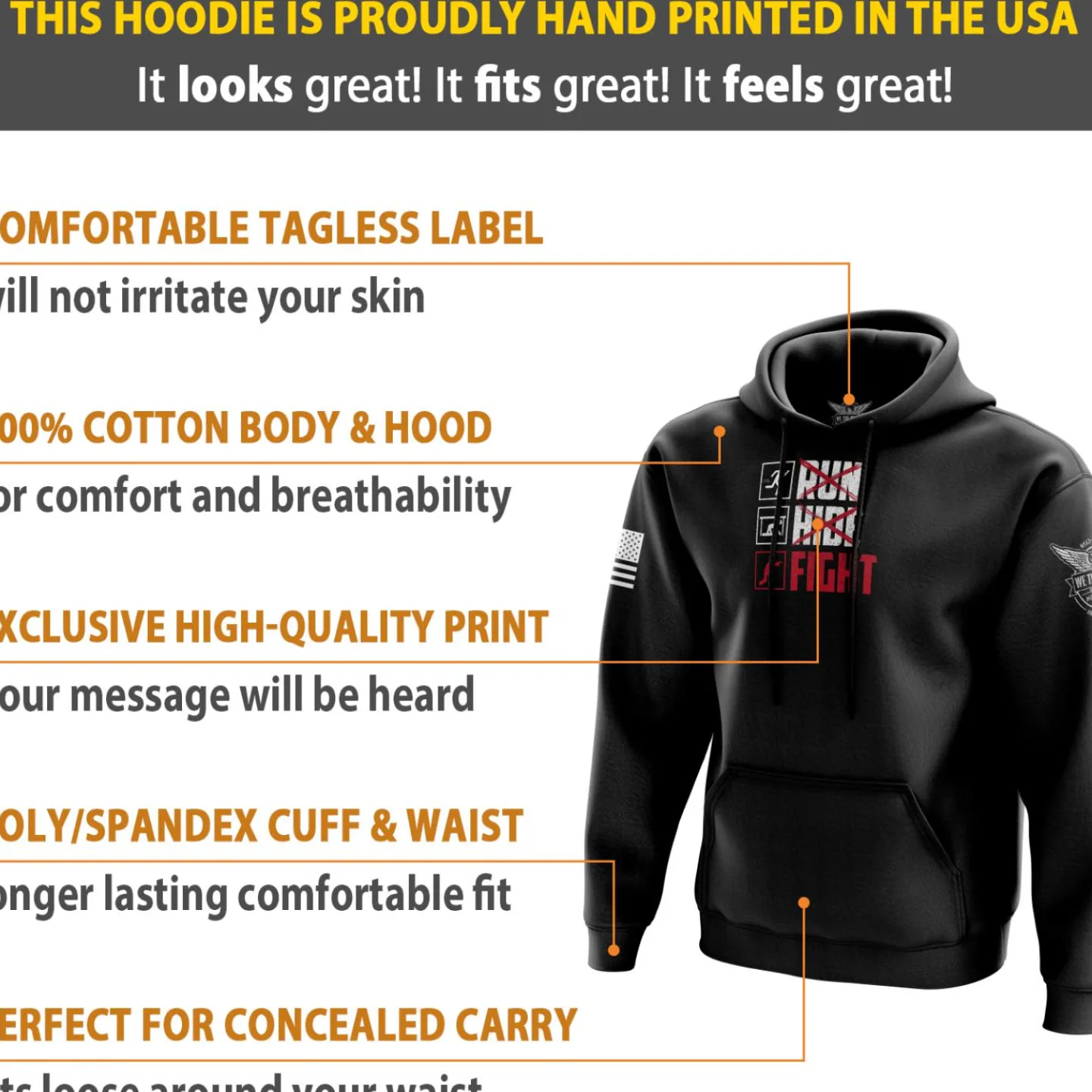We The People Holsters Run Hide Fight Hoodie Black