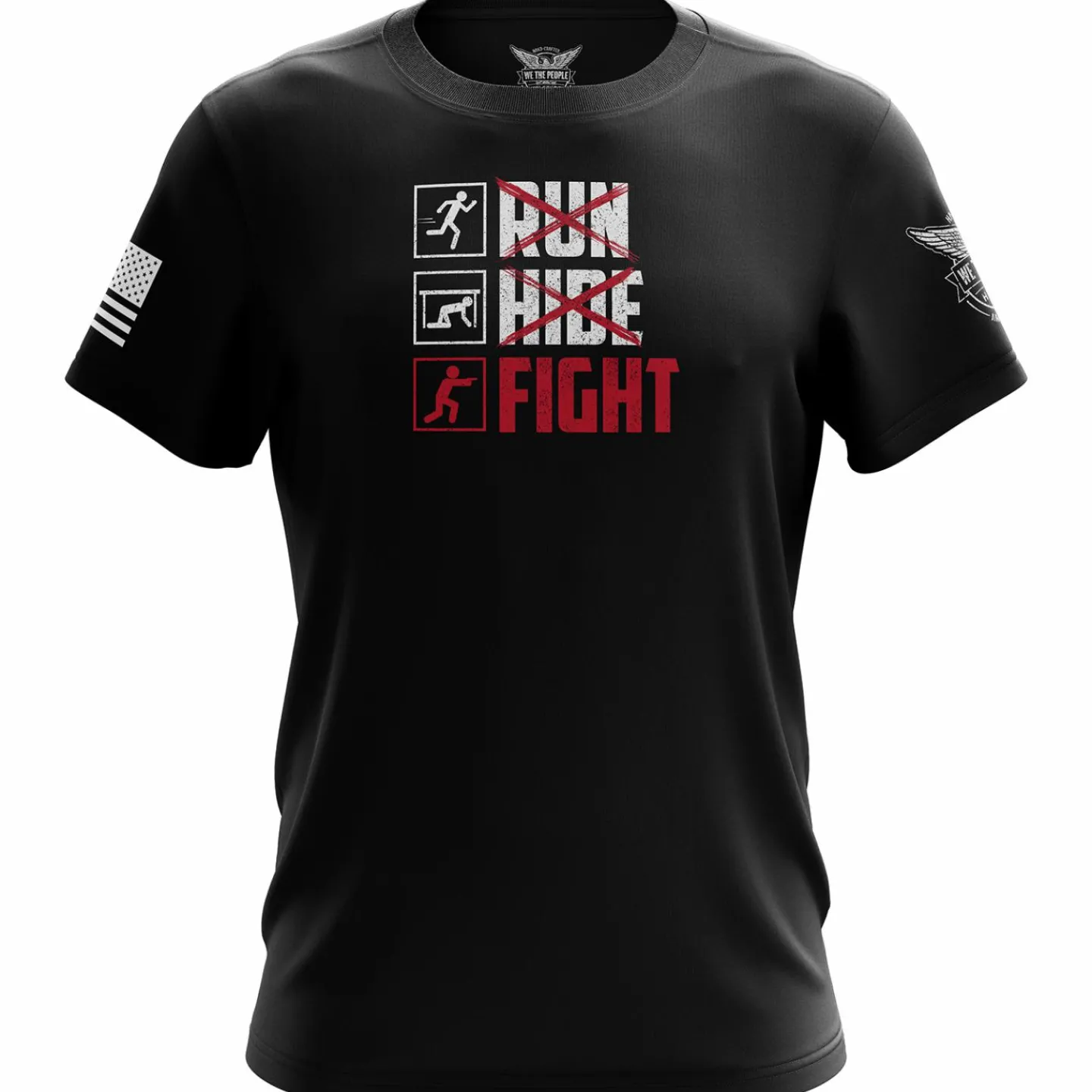 We The People Holsters Run Hide Fight Short Sleeve Shirt Black Best
