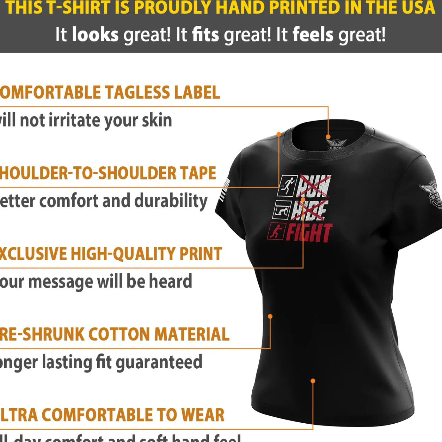 We The People Holsters Run Hide Fight Women's Short Sleeve Shirt Black Best