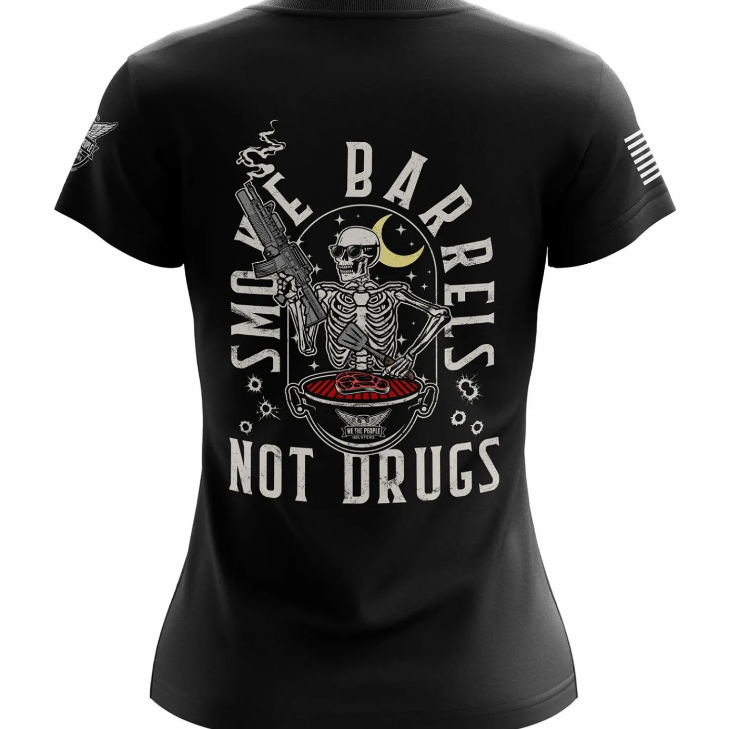 We The People Holsters Smoke Barrels Not Drugs Women's Short Sleeve Shirt Black Clearance