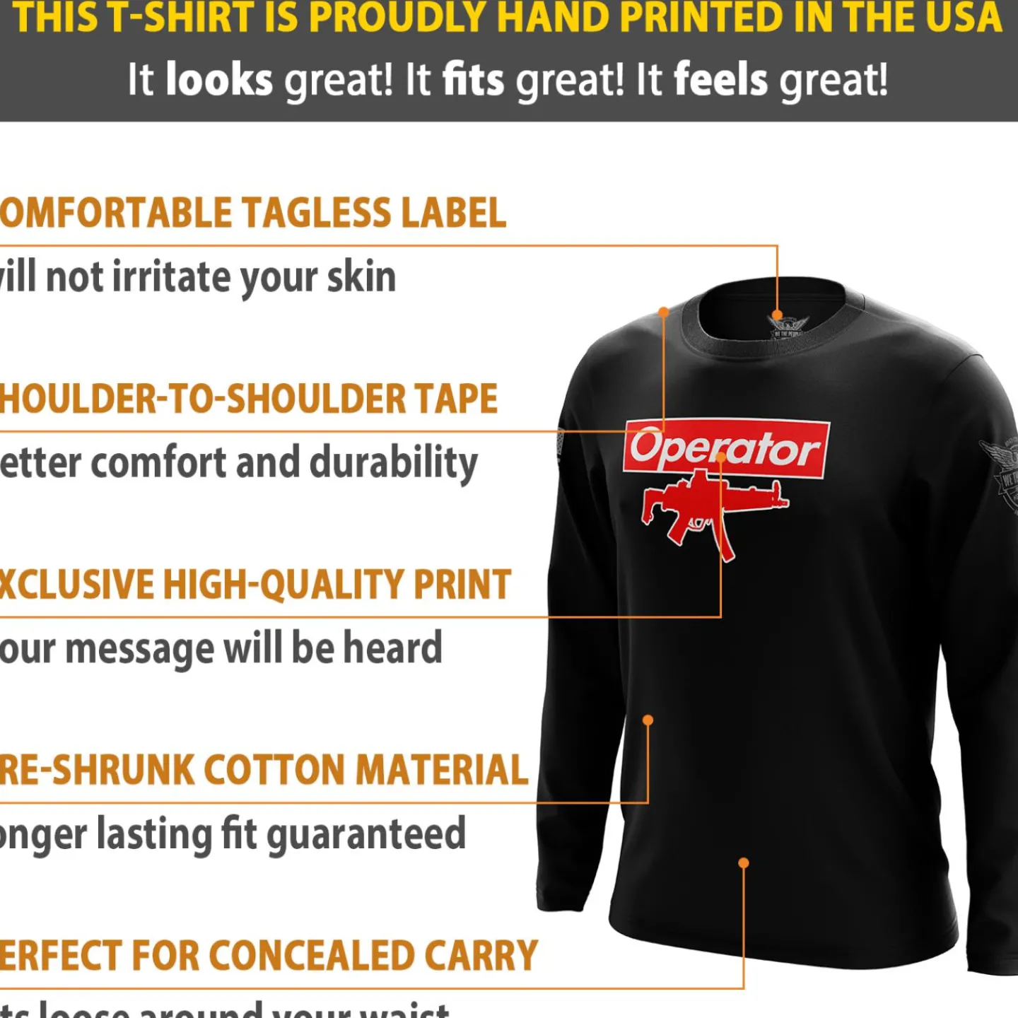 We The People Holsters Supreme Operator Long Sleeve Shirt Black New