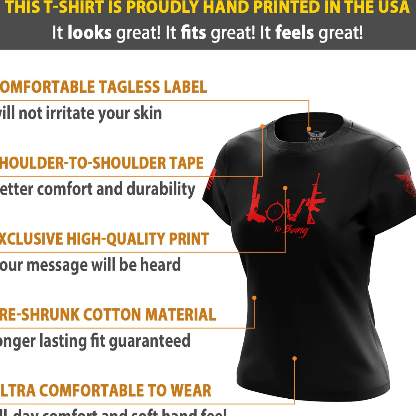 We The People Holsters Tactical Love Women's Short Sleeve Shirt Black Clearance