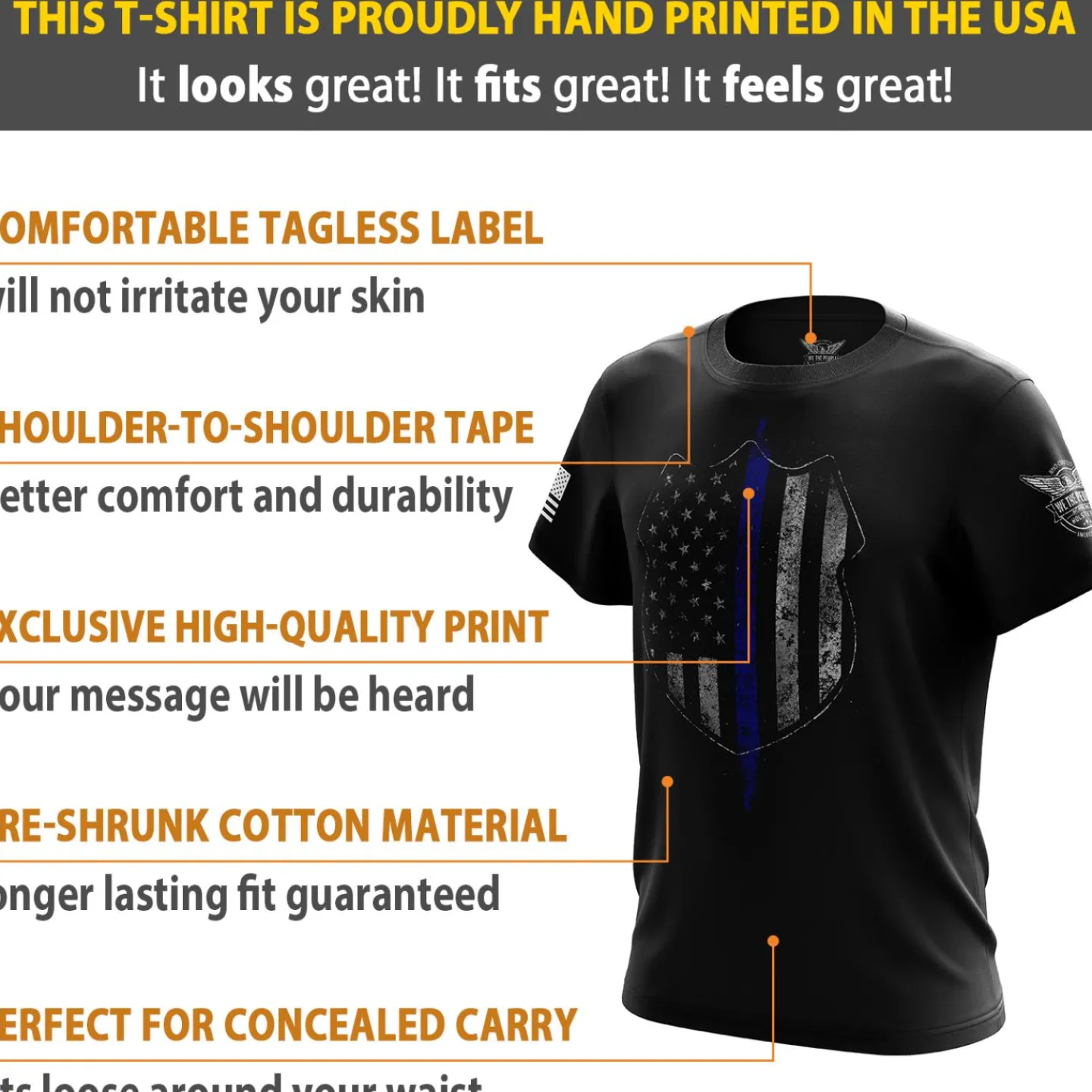 We The People Holsters Thin Blue Line Flag Short Sleeve Shirt Black Discount