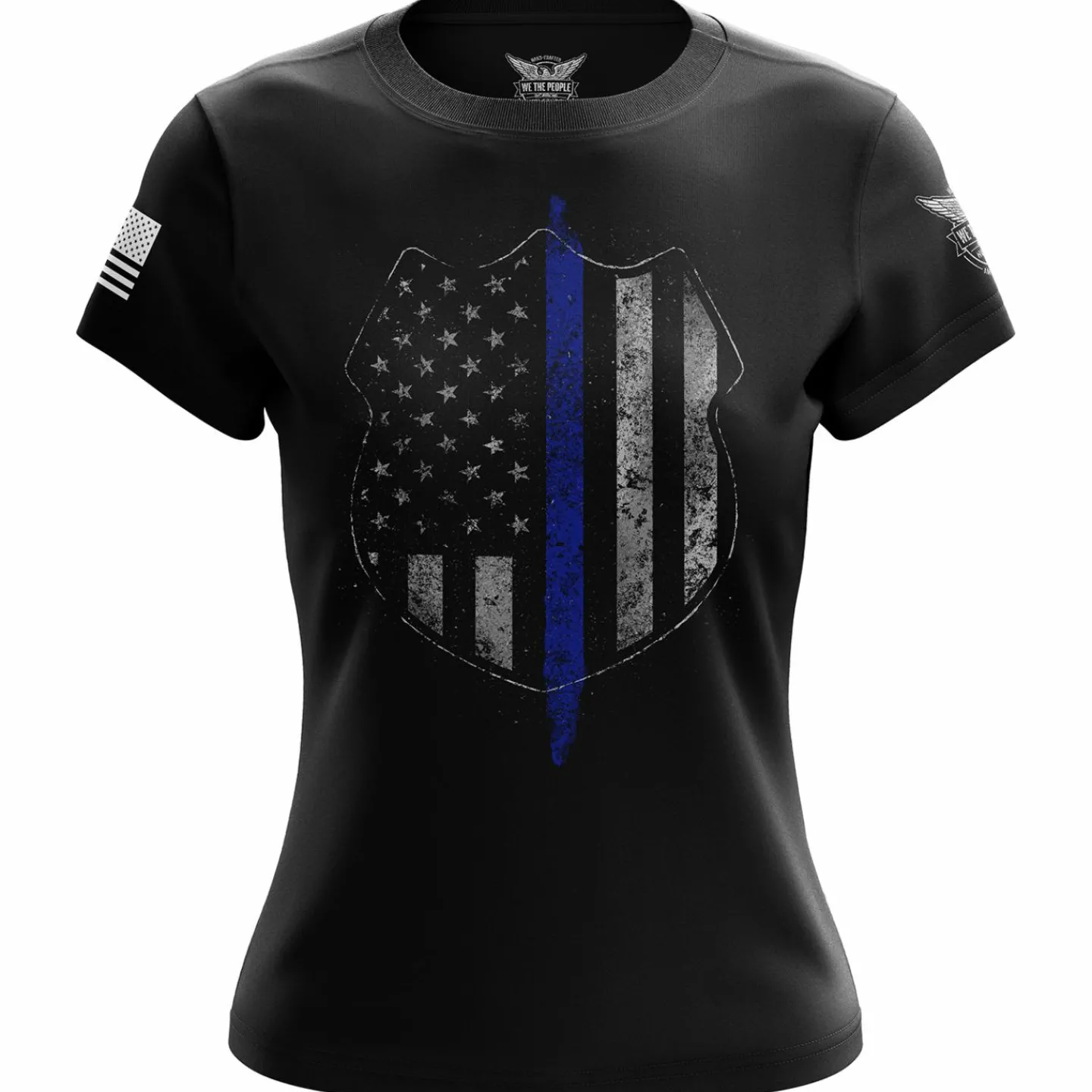 We The People Holsters Thin Blue Line Flag Women's Short Sleeve Shirt Black Best