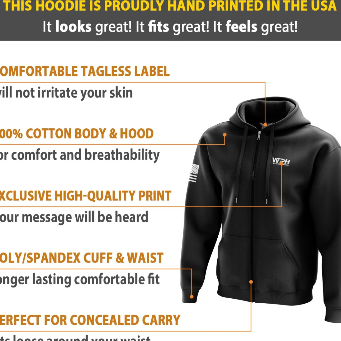 We The People Holsters Thin Blue Line Flag Zip Up Hoodie Black Best