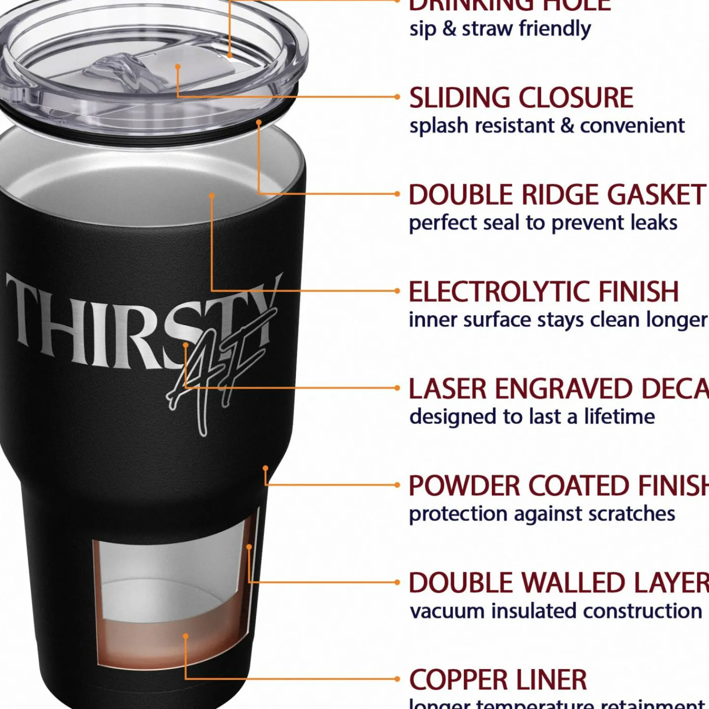 We The People Holsters Thirsty AF Stainless Steel Tumbler New