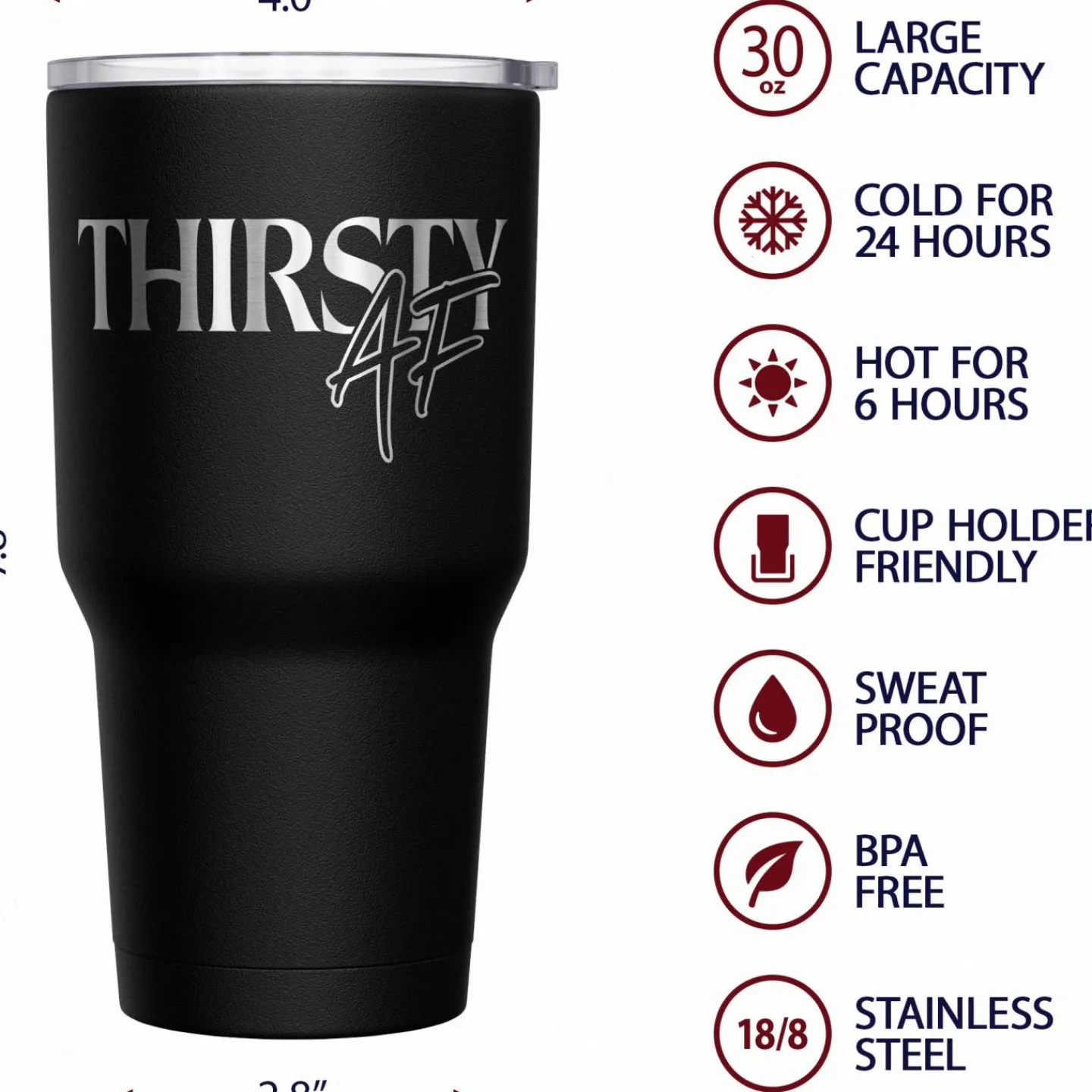 We The People Holsters Thirsty AF Stainless Steel Tumbler New