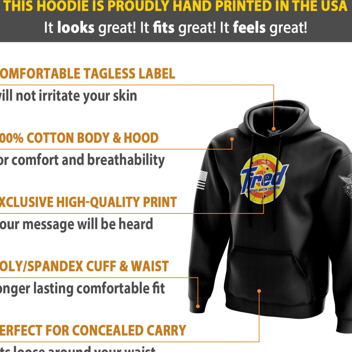 We The People Holsters Tired Hoodie Black Discount