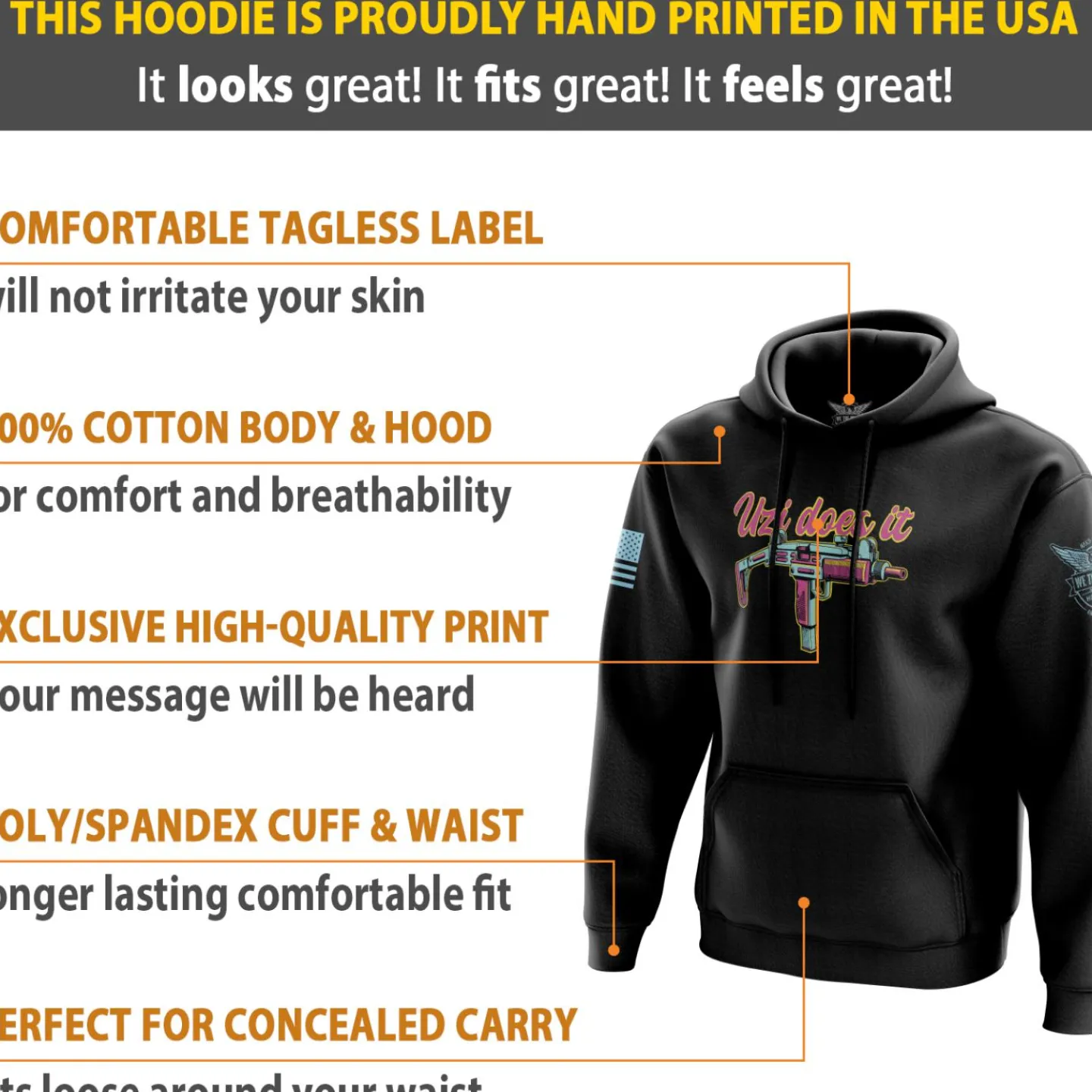 We The People Holsters Uzi Does It Hoodie Black Clearance
