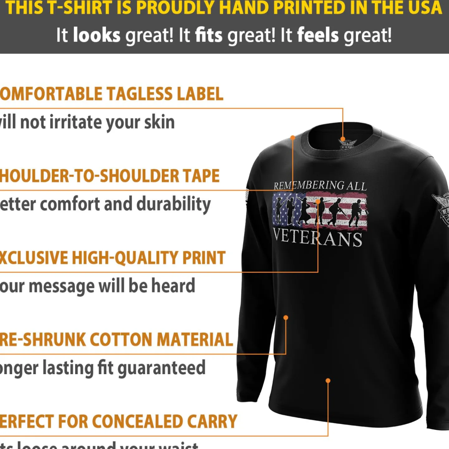 We The People Holsters Veterans Remembered Long Sleeve Shirt Black Hot