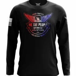 We The People Holsters Distressed Flag Logo Long Sleeve Shirt Black Discount