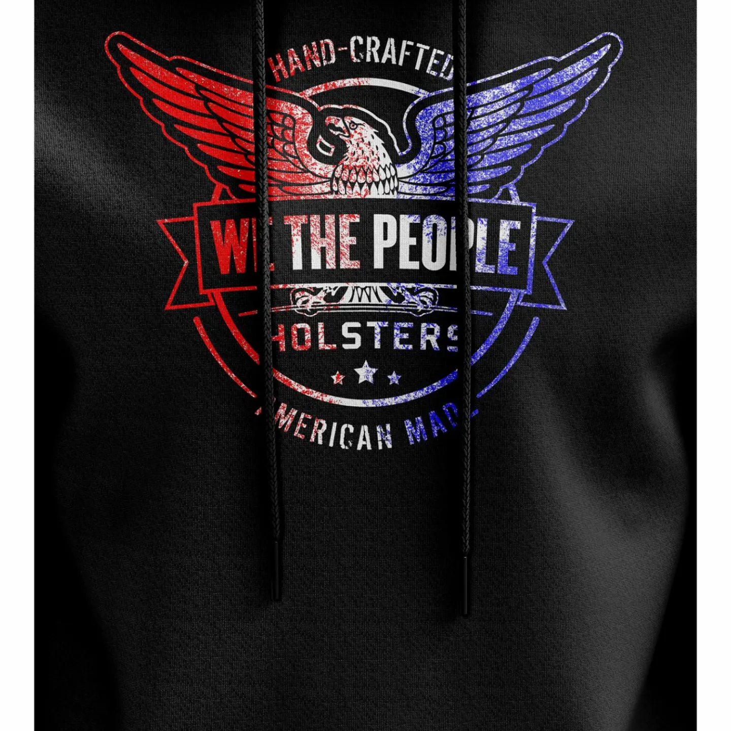 We The People Holsters Distressed Flag Logo Hoodie Black Discount