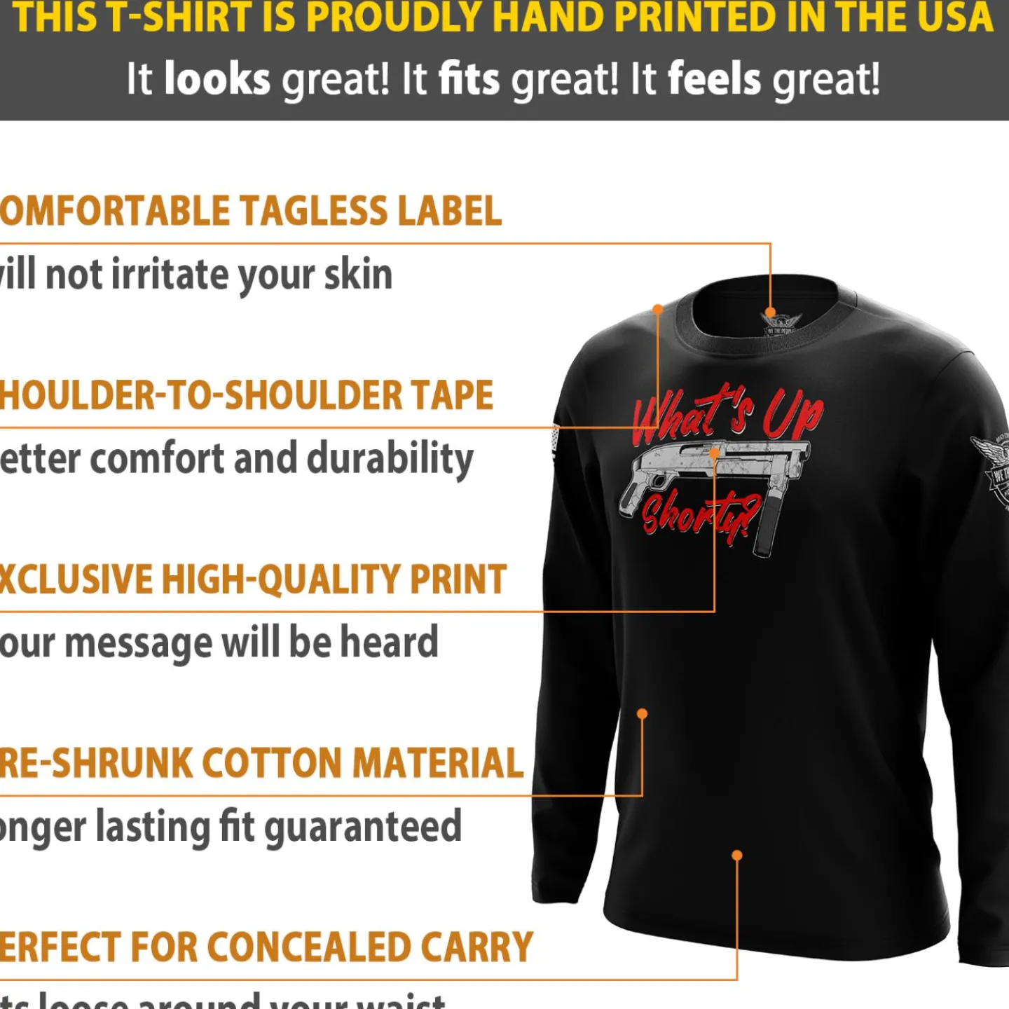 We The People Holsters What's Up, Shorty? Long Sleeve Shirt Black Clearance
