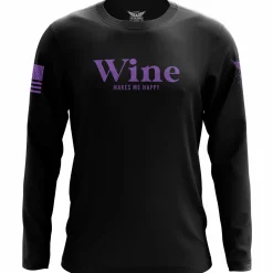 We The People Holsters Wine Makes Me Happy Long Sleeve Shirt Black Outlet
